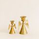 Duo of brass angel candle holders