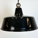 Black enamel industrial pendant lamp, 1950s