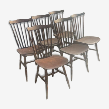 Série de 6 chaises modèle "menuet" par Baumann vers 1960
