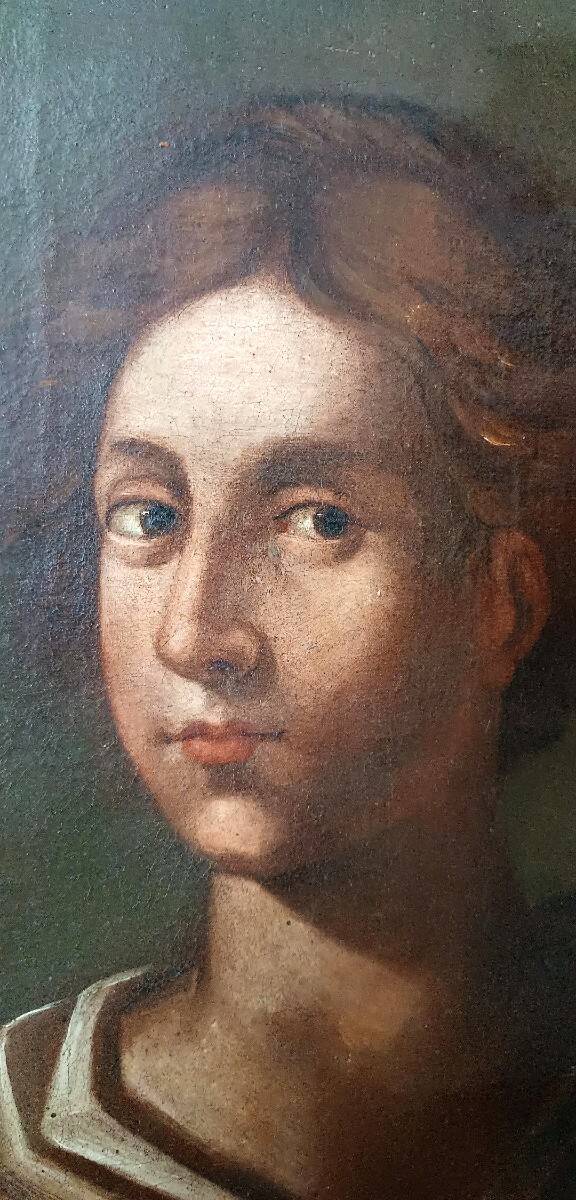 Oil on canvas antique - Saint Agnes - Roman school, 17th century