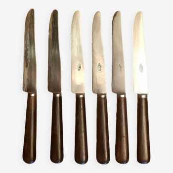 Set of 6 wooden handle knives