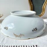 Saladier en porcelaine blanche et dorée J&Ciem France 1950
