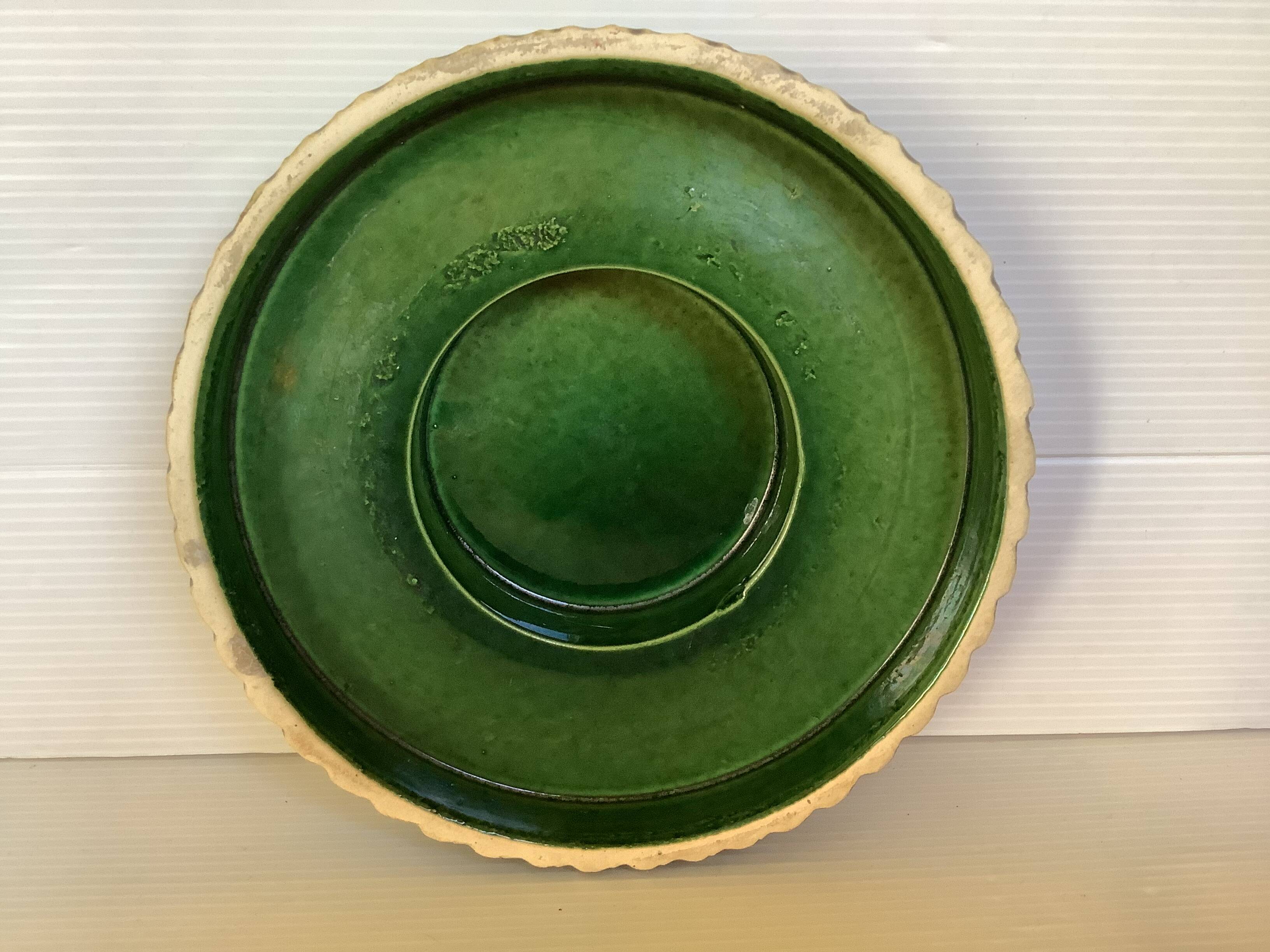Green ceramic candle holder