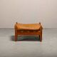 Brazilian Stool Ottoman Oak and Leather in the style of Sergio Rodrigues