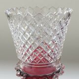Red crystal collar vase with translucent collar