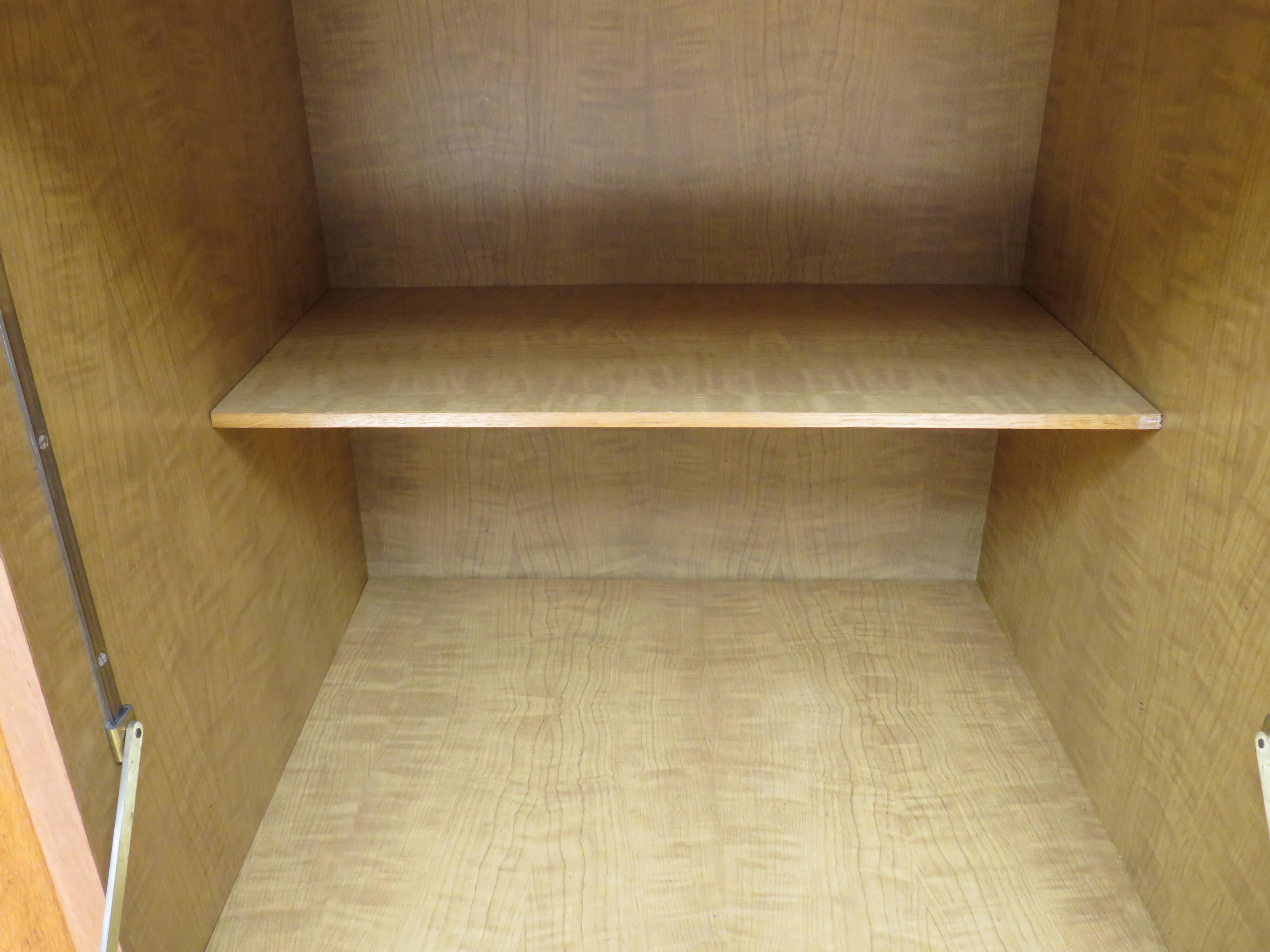 Wardrobe secretary child 60s wood and rattan feet compass