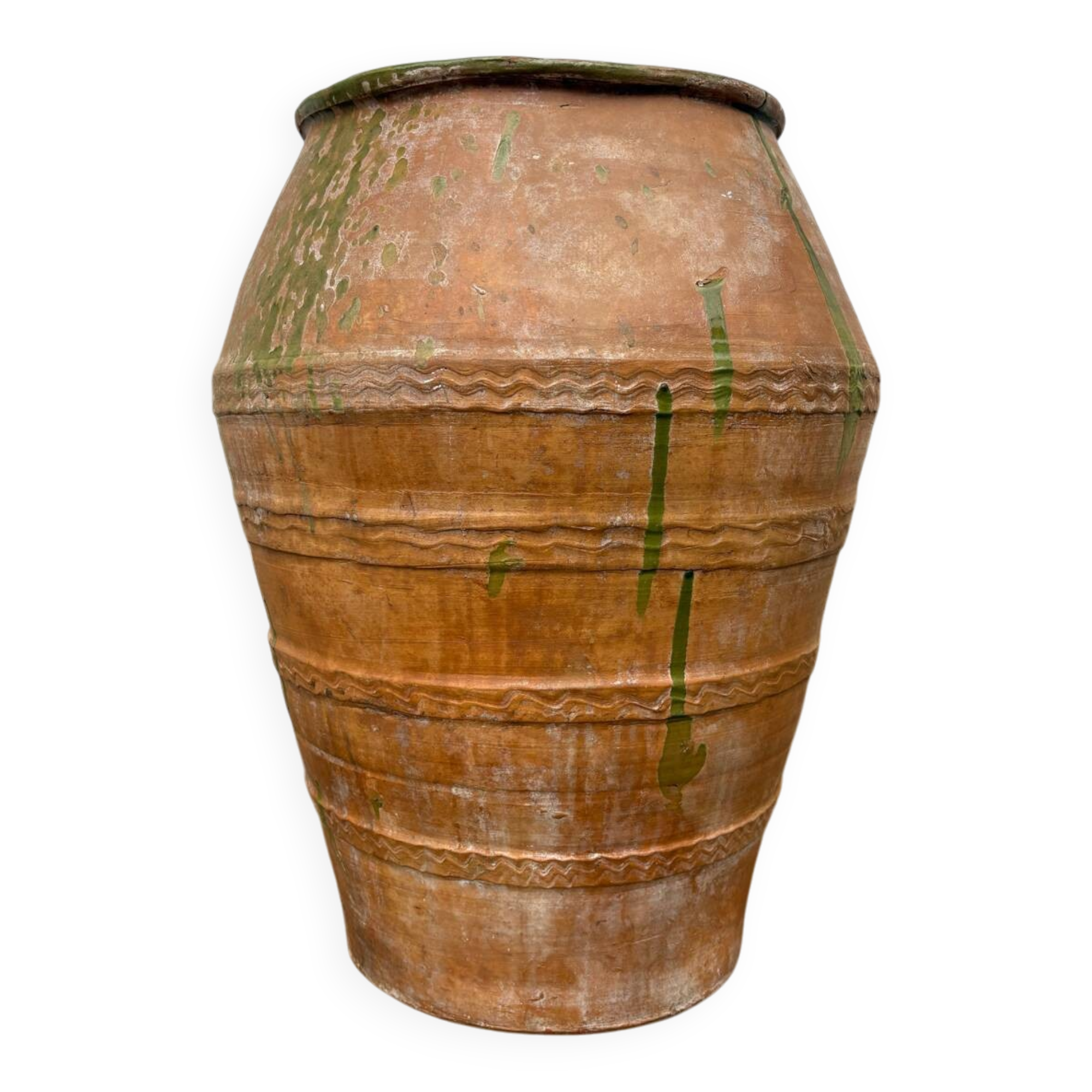 Large green glazed terracotta jar, Spain, 19th century.