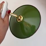 Vintage wall lamp with green and white enamelled sheet metal shade