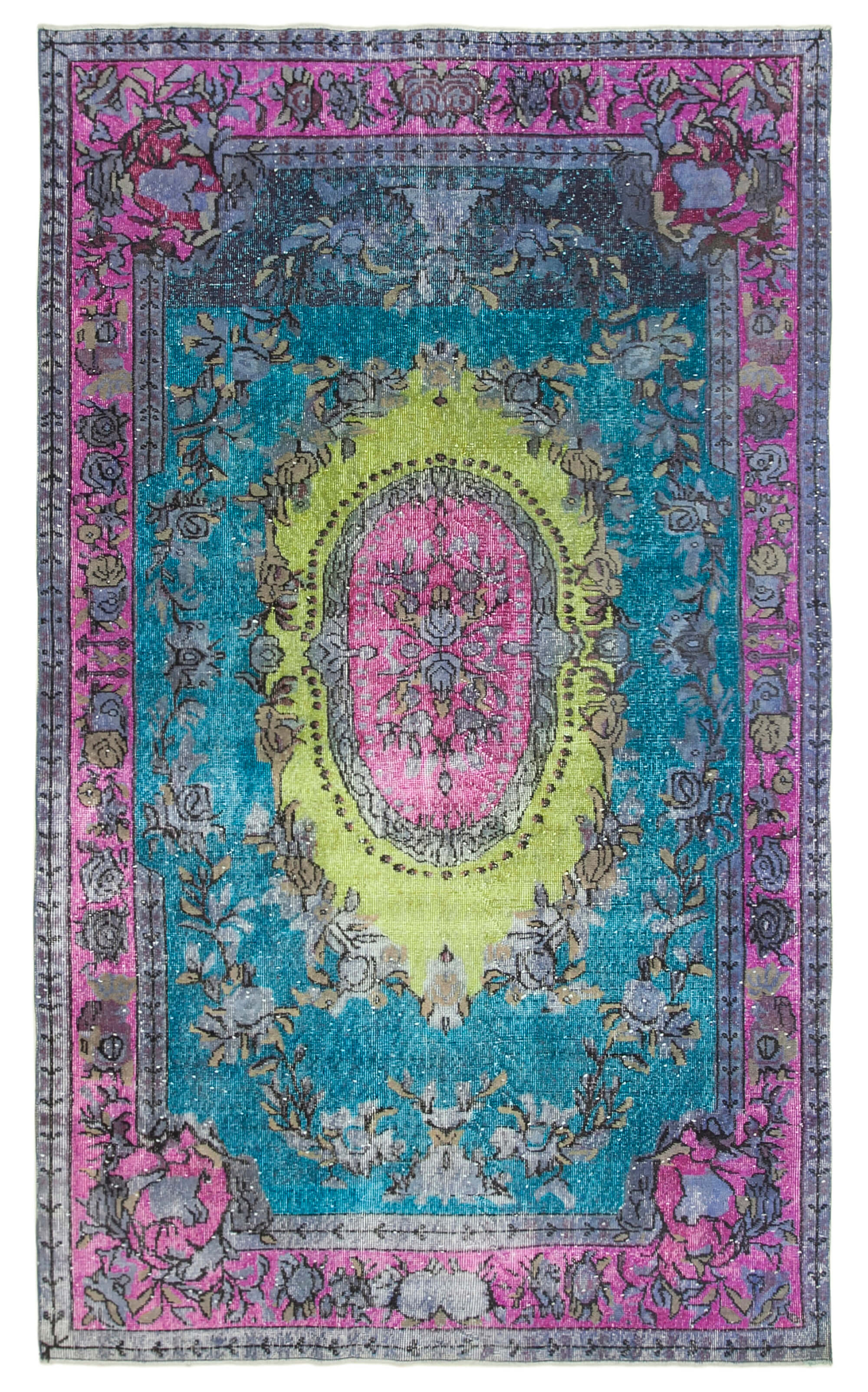 Hand-knotted contemporary oriental 1970s 174 cm x 298 cm multicolor carpet