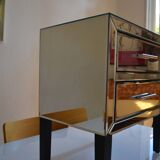 table de chevet miroirs biseautés style hollywood regency