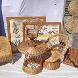 Vintage braided wicker armchair