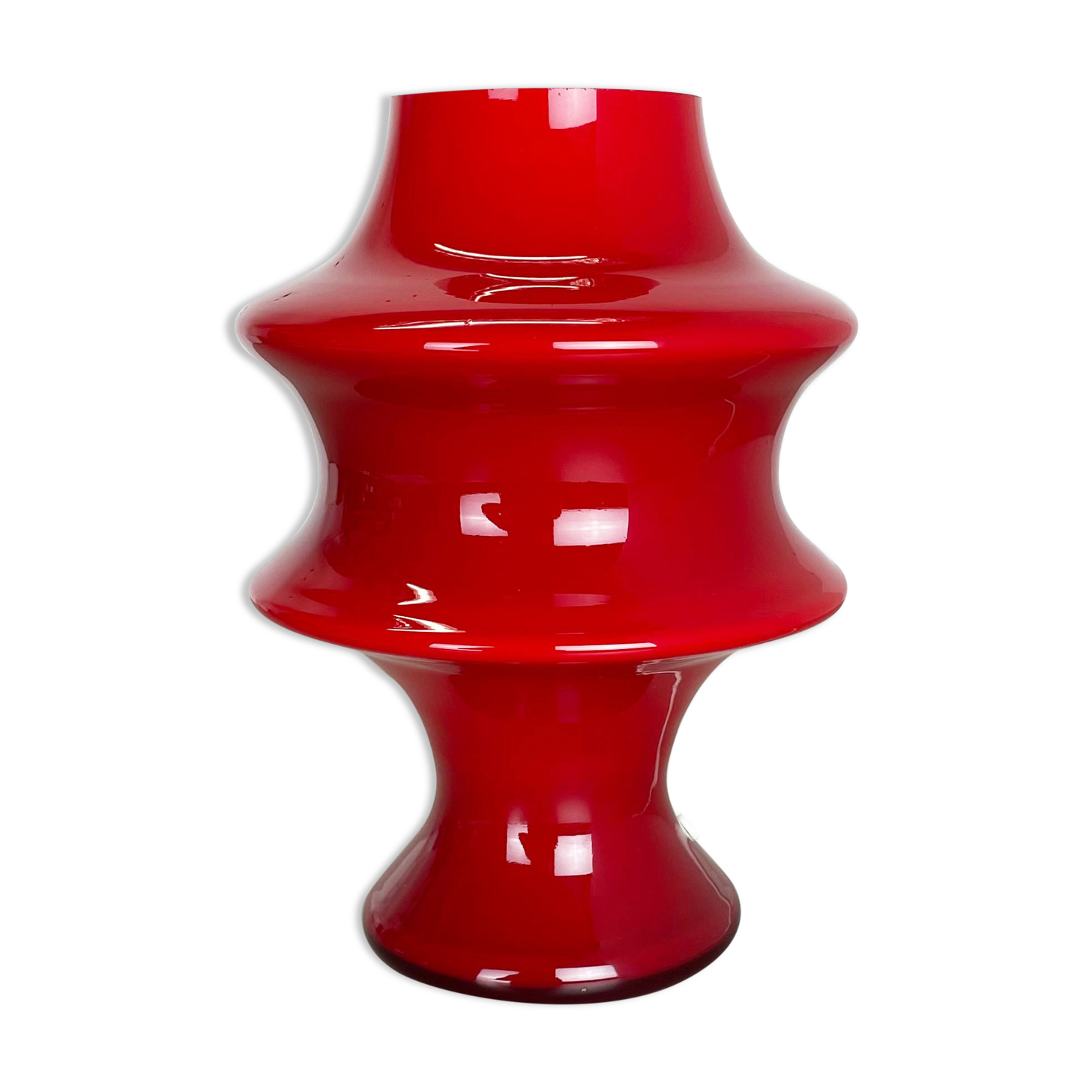 "Mushroom" Red Glass Table Desktop Light Made Hustadt Lights, Germany, 1970 No.2