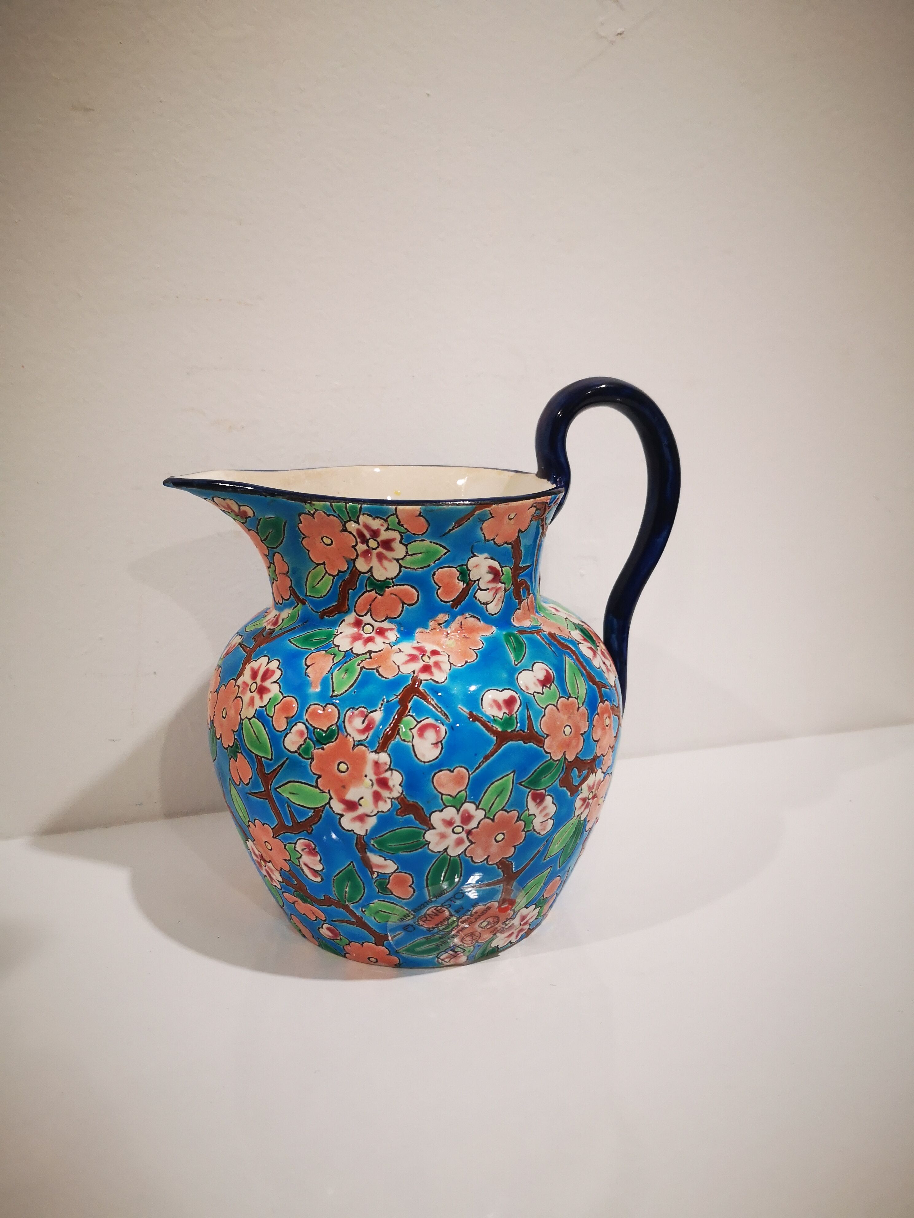 Longwy  pitcher decorated with cloisonné enamels - signed