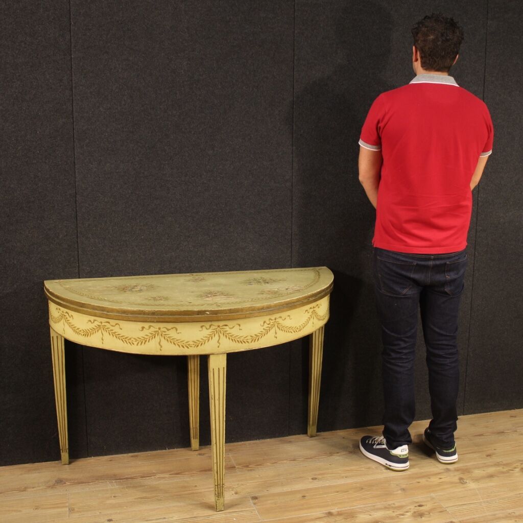 Italian lacquered demilune table in louis xvi style