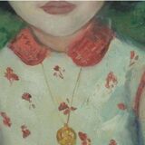 Peinture à l'huile ancienne Portrait de jeune fille impressionniste du 20ème siècle