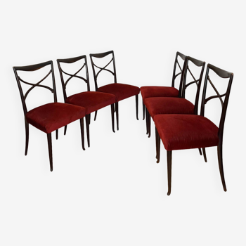 6 Chaises de salle à manger dans le style de Paolo Buffa, années 1950