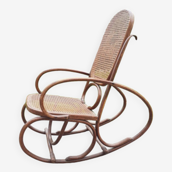 Rocking chair bois et cannage