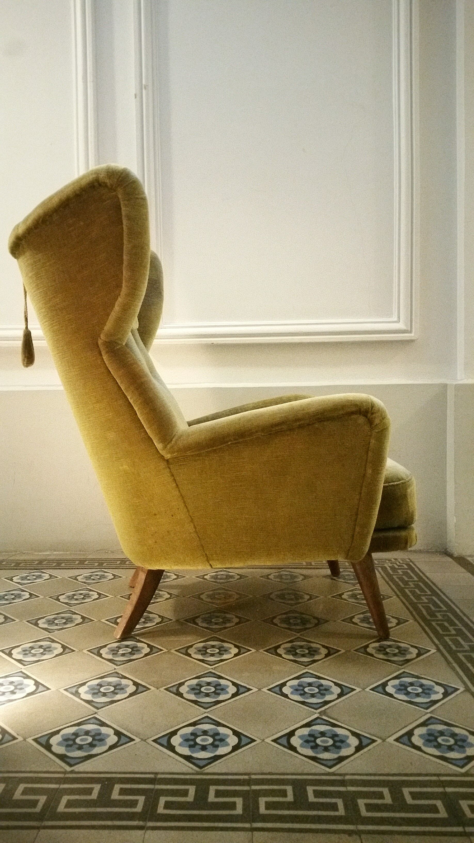 Danish wingback chair years 50-60 green armchair