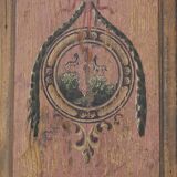 Armoire de mariée peinte d'art populaire 1792