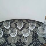 Set of 6 crystal glasses and a carafe