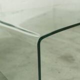 Postmodern Rectangular Curved Tempered Glass Coffee Table, 1990