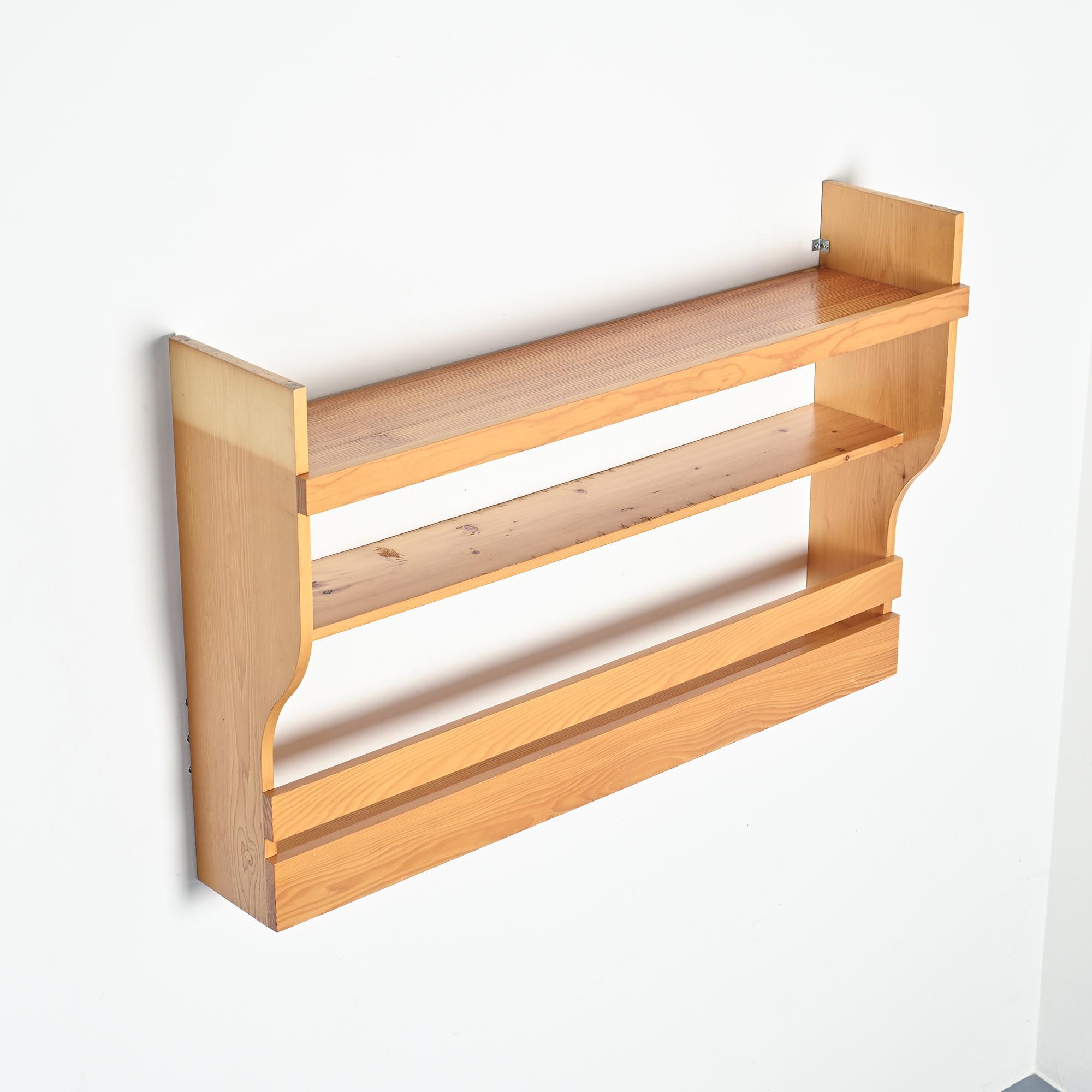 Wall-mounted pine cabinet, Les Arcs 1800, circa 1970