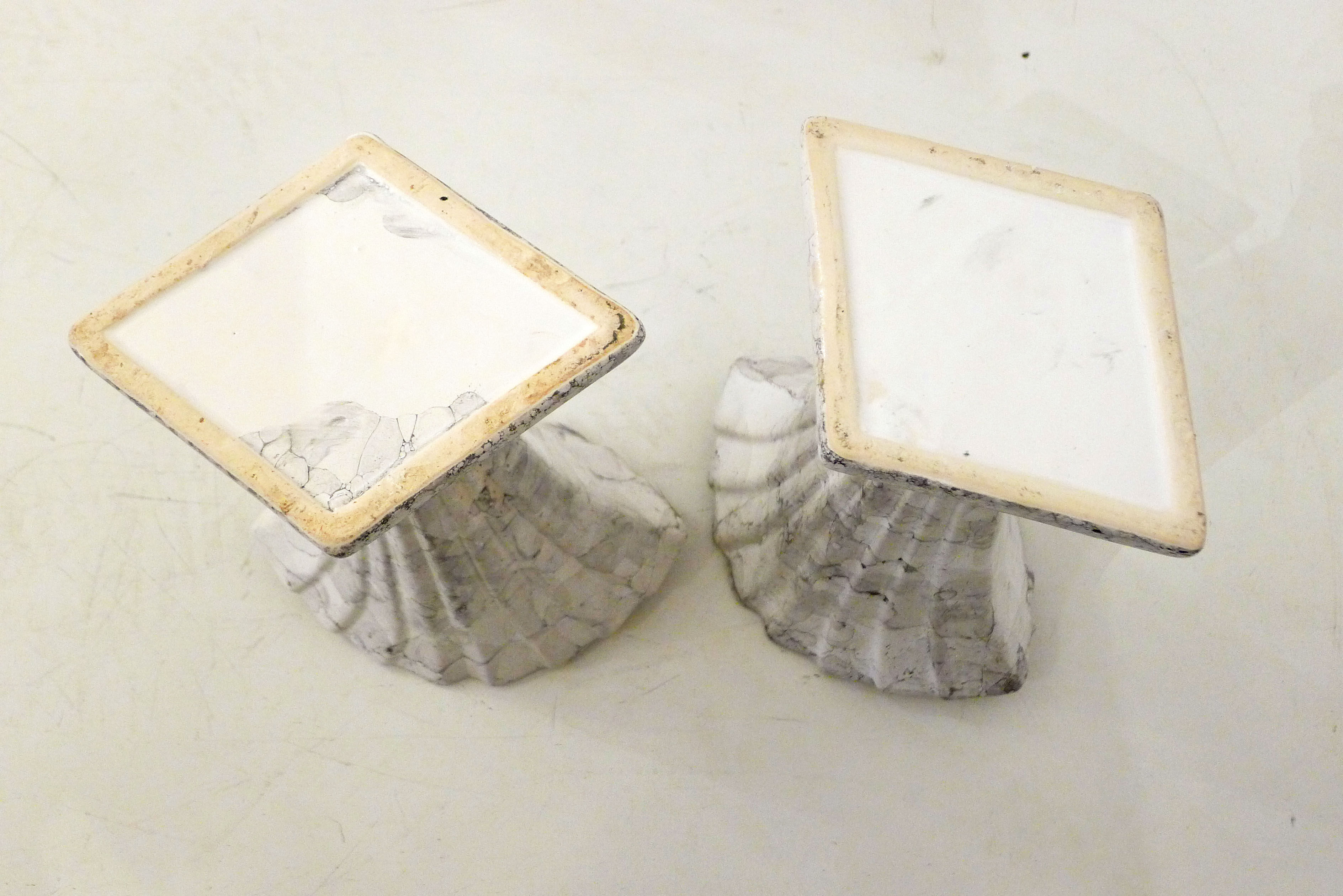 Pair of marble fan vases