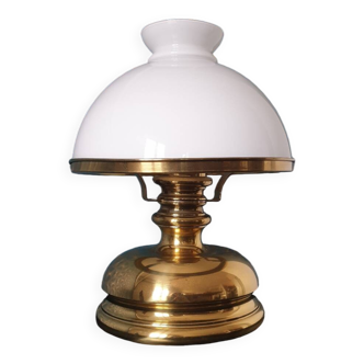 Brass and opaline lamp
