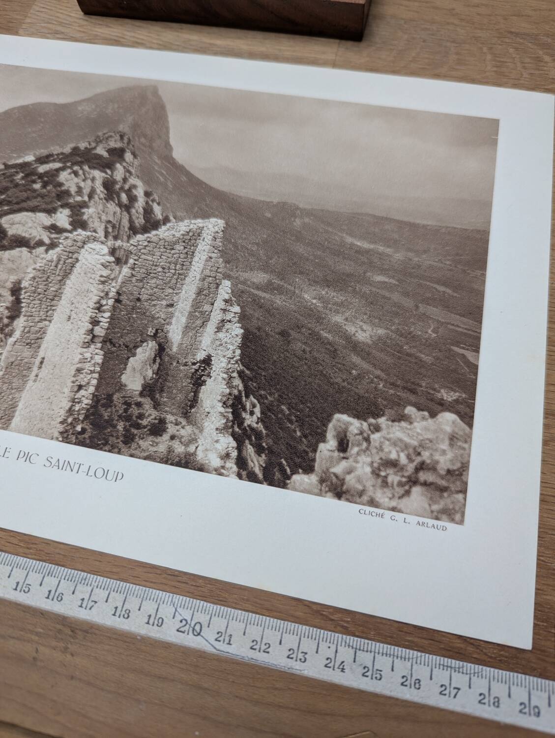 Pic Saint-Loup, vintage, photo plate printed in 1935.