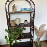 Vintage rattan bookcase shelf