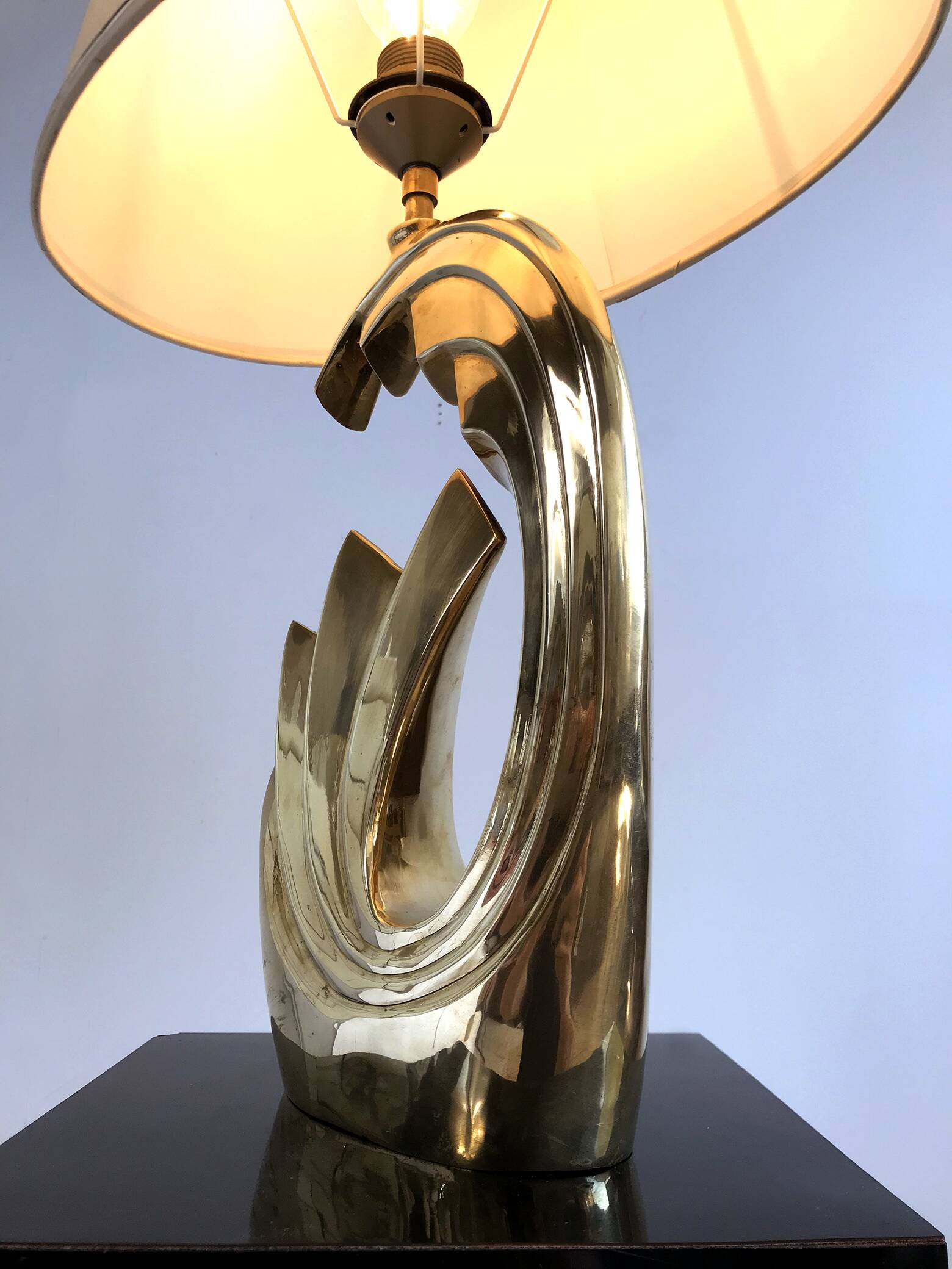 Living room lamp in golden brass