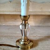 Small 1940s bedside lamp - cut glass and brass base