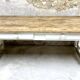 Farm table with off-white legs.