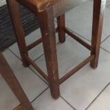 Pair of vintage wooden stools from the reconstruction period from the 40s and 50s