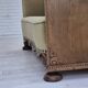 1950s, Danish curved sofa, furniture velour, oak wood.