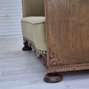 Canapé courbé danois des années 1950, mobilier en velours, bois de chêne.
