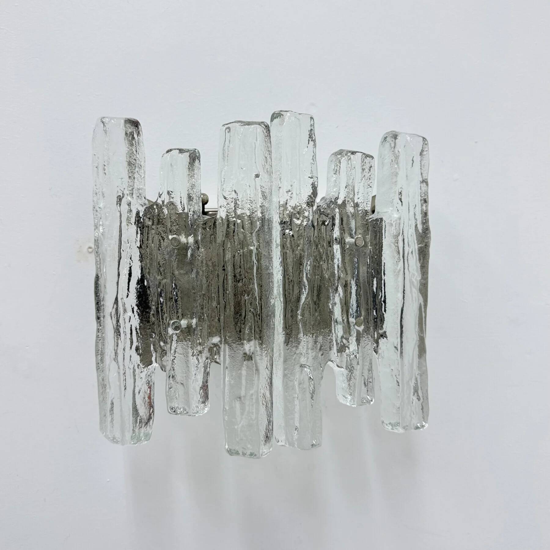 Wall sconce ice glass and metal by J.T. Kalmar for Kalmar, 60s
