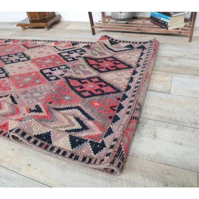 1960s Vintage Turkish Hand-Knotted Retro Runner 87x311