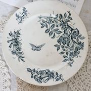 Round serving dish Badonviller ironstone model Jasmin floral butterfly motif late 19th century