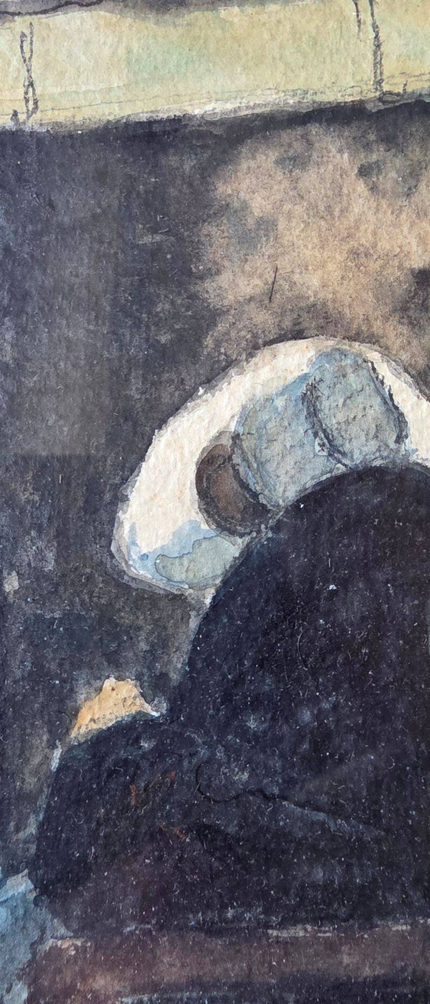 Claude HOUAL Aquarelle N°53 Intitulée "Intérieur Breton" Vers 1950