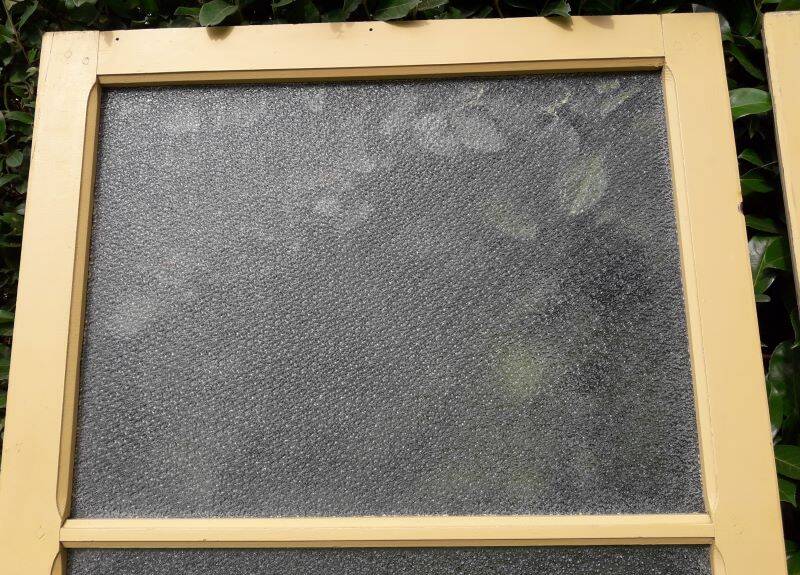 Pair of antique translucent glass sliding doors