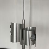 Space age brushed metal 3-light pendant lamp
