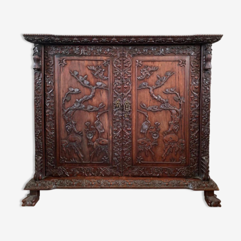 Indochinese buffet in ironwood hand carved 19th century