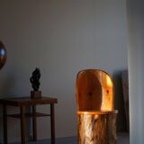Modern primitive Swedish hand-carved pine stump chair, Wabi Sabi, 1960s