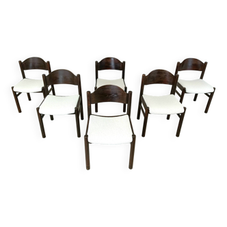 Vintage brutalist dining chairs, set of 6 - 1960s