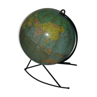 Globe terrestre mappemonde Girard Barrere vers 1960 design 60's