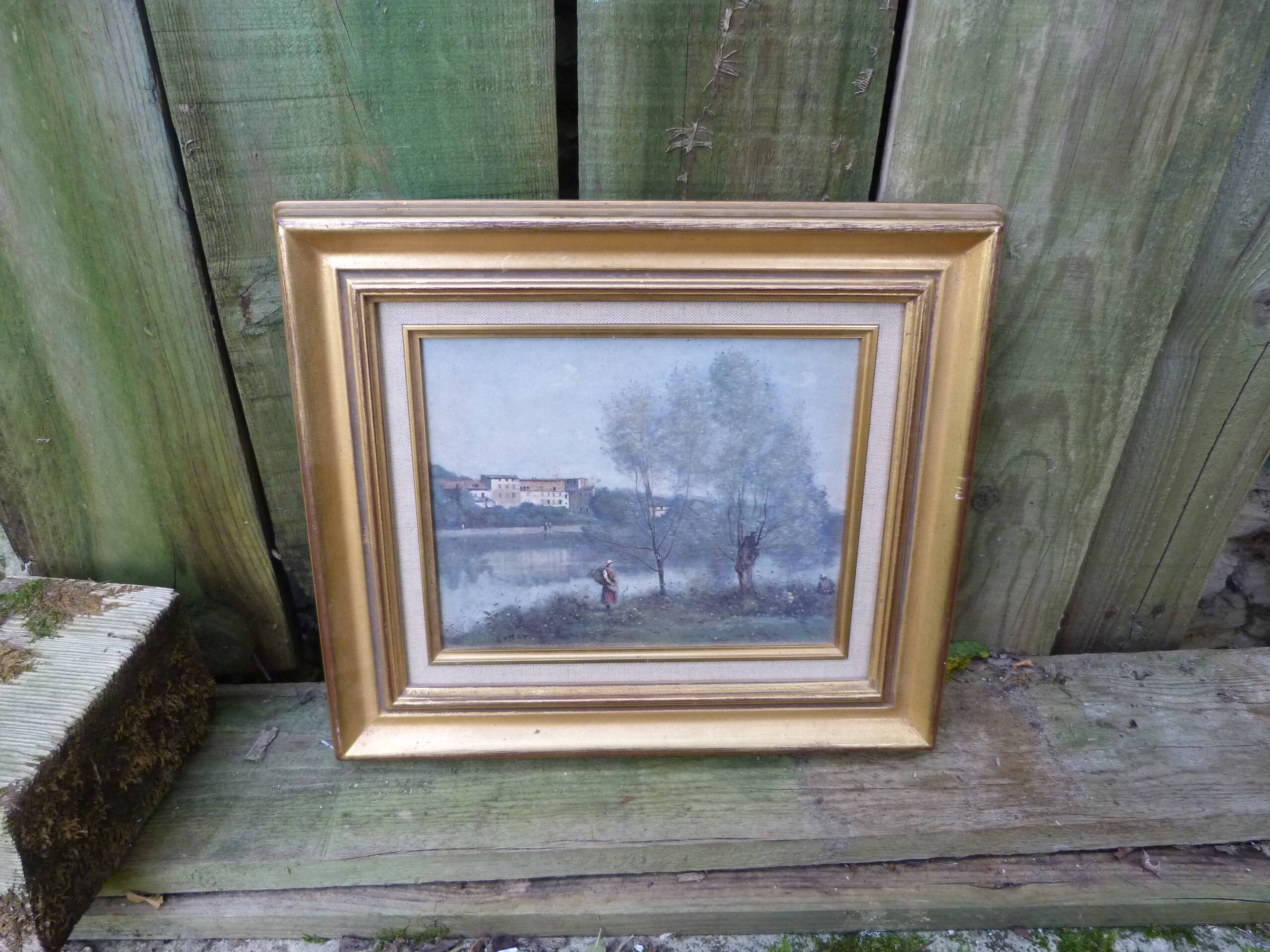 Painting Reproduction of a painting by Corot, gilded wood frame
