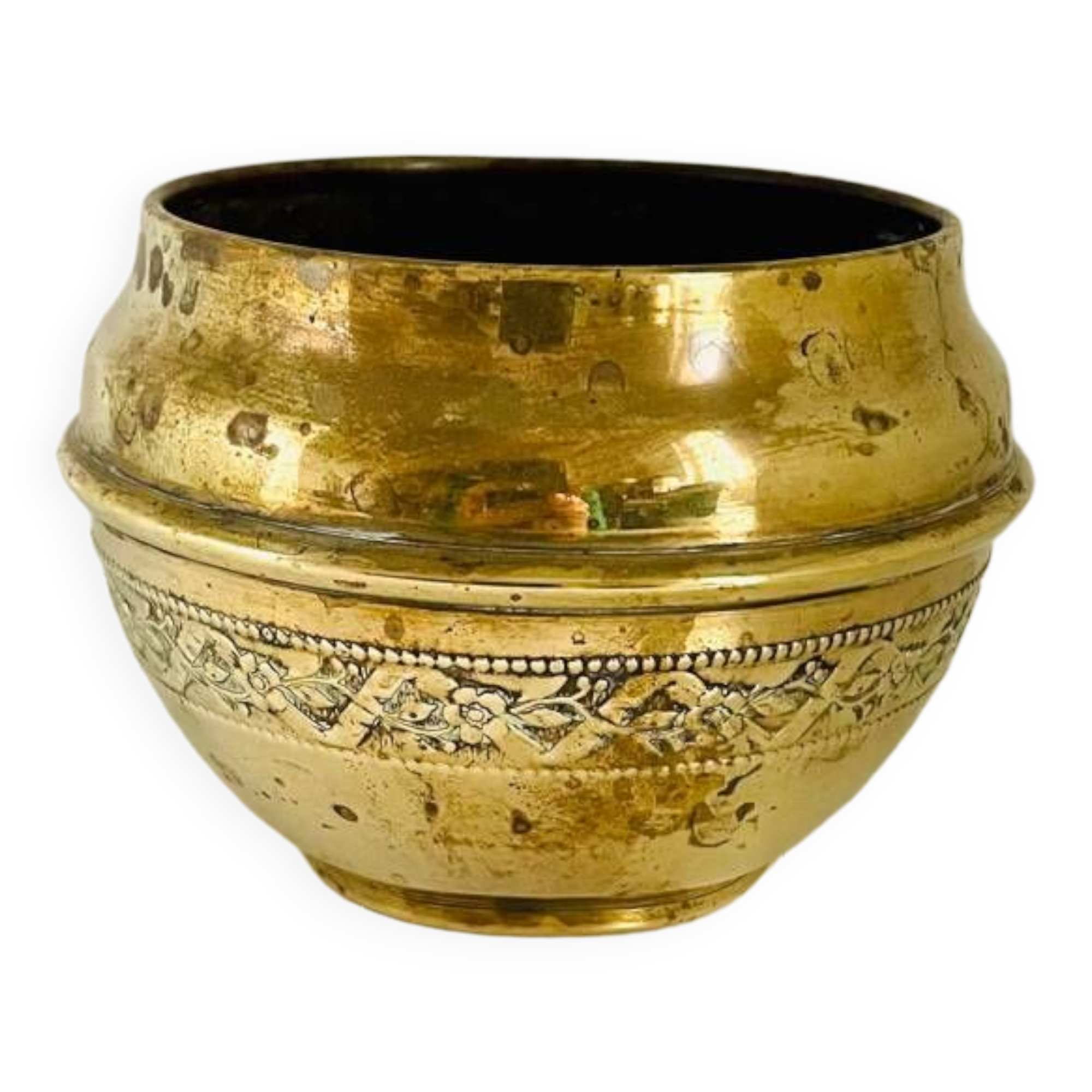 Antique brass flowerpot