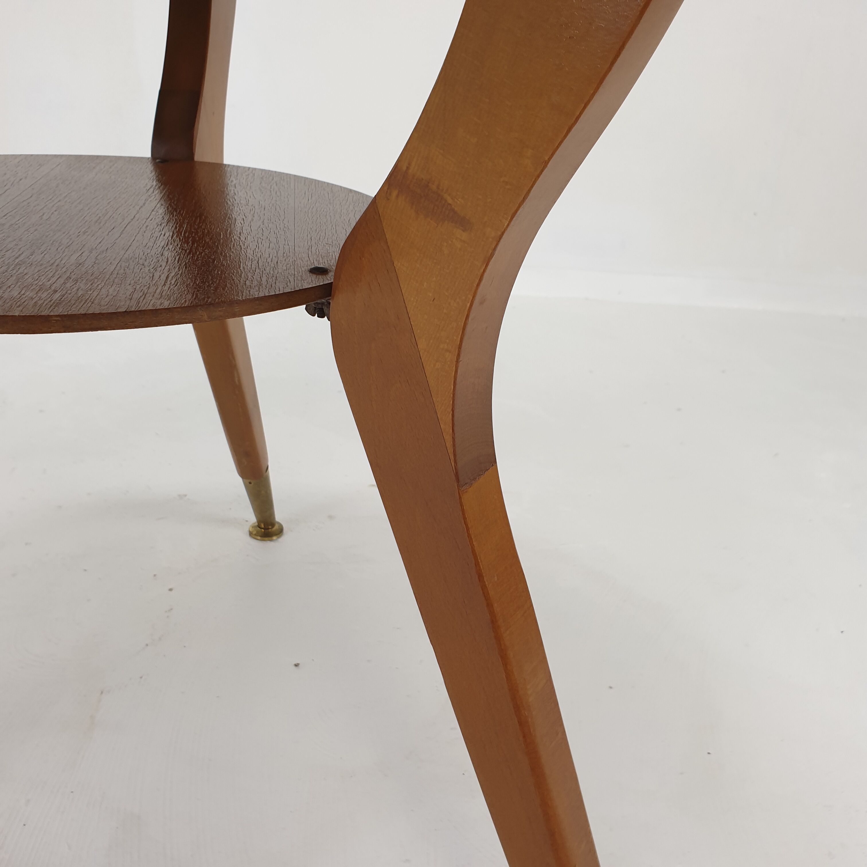 Italian wooden coffee table with brass feet 1960's