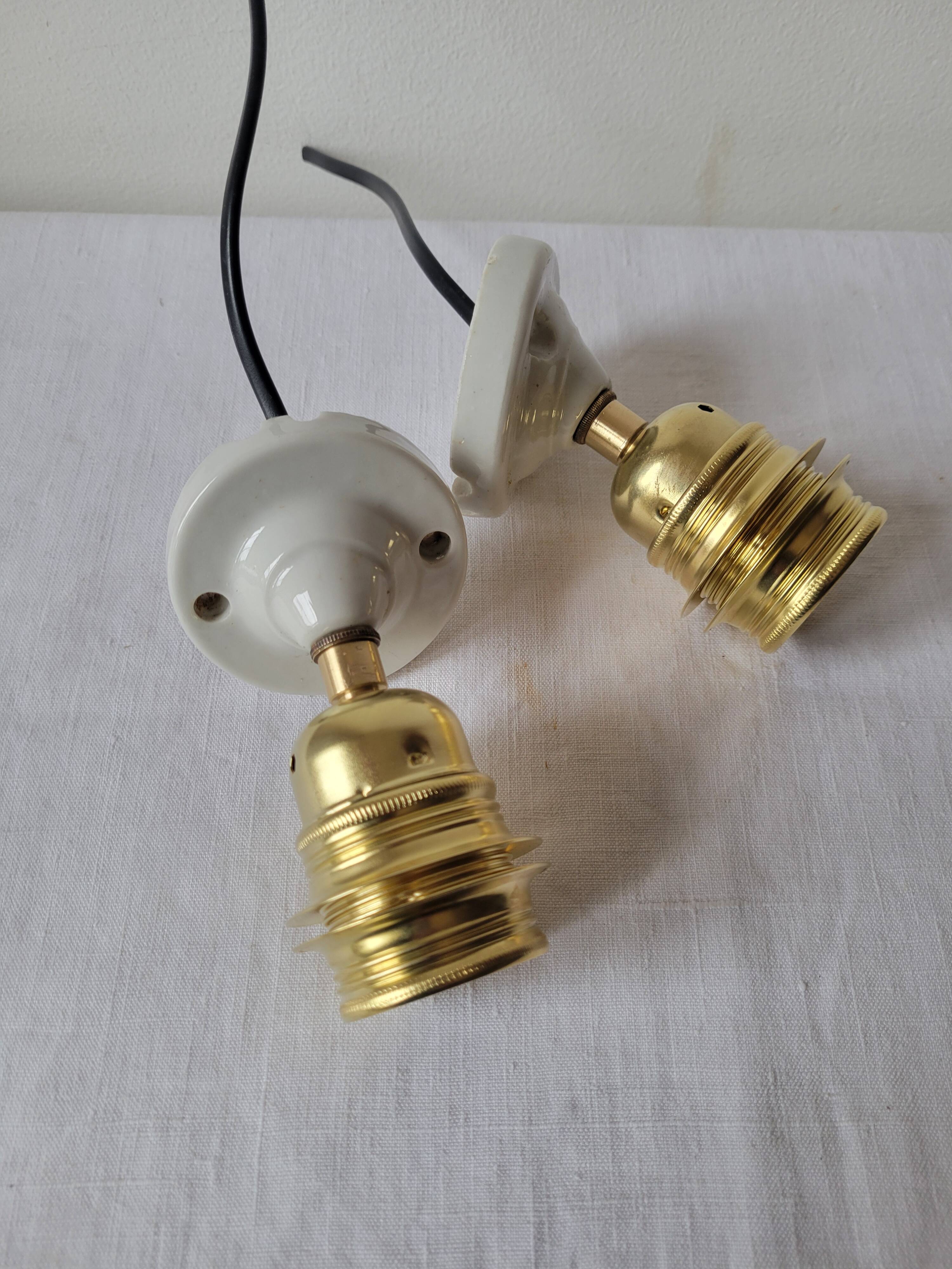 Duo of glass and porcelain flower wall lights
